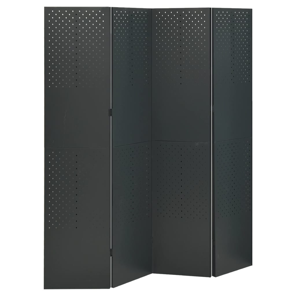 Kamerscherm met 4 panelen 160x180 cm staal antracietkleurig is nu te koop bij PeponiXL, paradijselijk wonen!