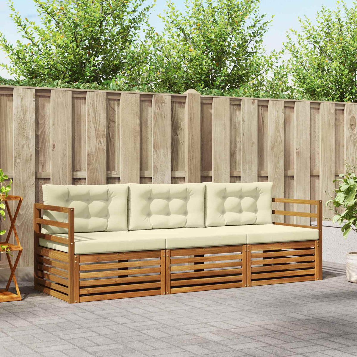 Buiten bankenset met kussen 3 pcs Natuurlijk en Crème is nu te koop bij PeponiXL, paradijselijk wonen!