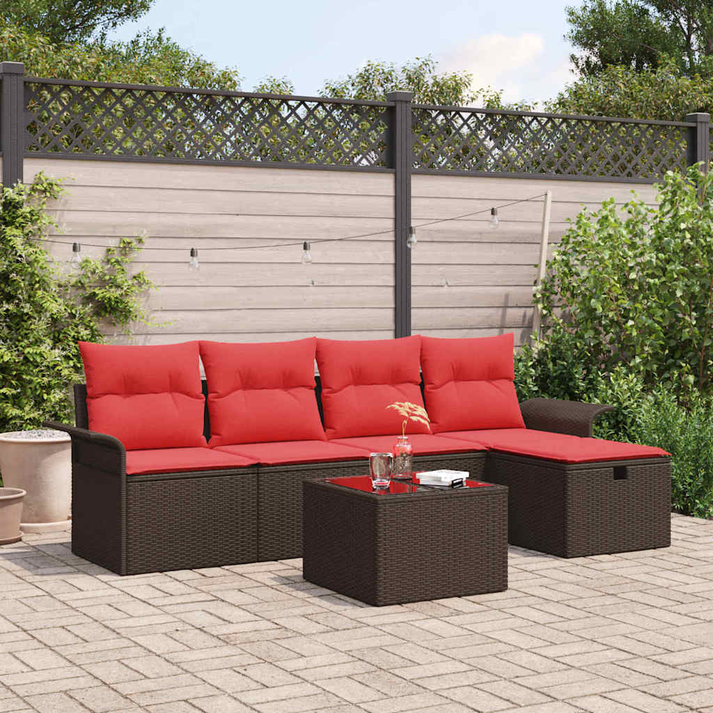Tuin Sofa Set met kussen met opslag 6 pcs Poly riet is nu te koop bij PeponiXL, paradijselijk wonen!