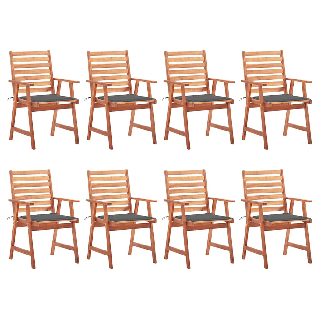 Tuinstoelen 8 st met kussens massief acaciahout is nu te koop bij PeponiXL, paradijselijk wonen!