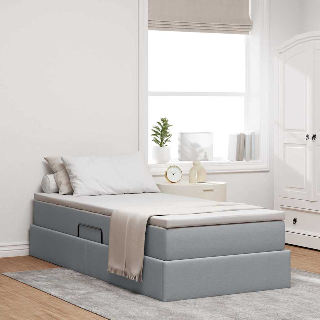 Opslag bed met matras Lichtgrijs 90 x 200 cm Polyester is nu te koop bij PeponiXL, paradijselijk wonen!