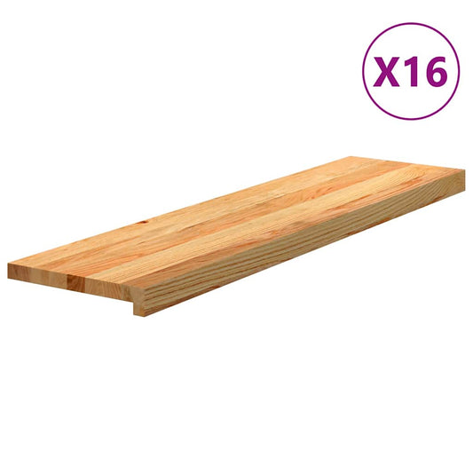 Traptreden 16 st 100x30x2 cm massief eikenhout lichtbruin is nu te koop bij PeponiXL, paradijselijk wonen!