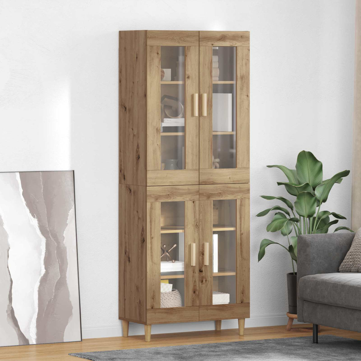 Hoge kast Artisan Eiken 69,5 x 34 x 180 cm Bewerkt hout is nu te koop bij PeponiXL, paradijselijk wonen!