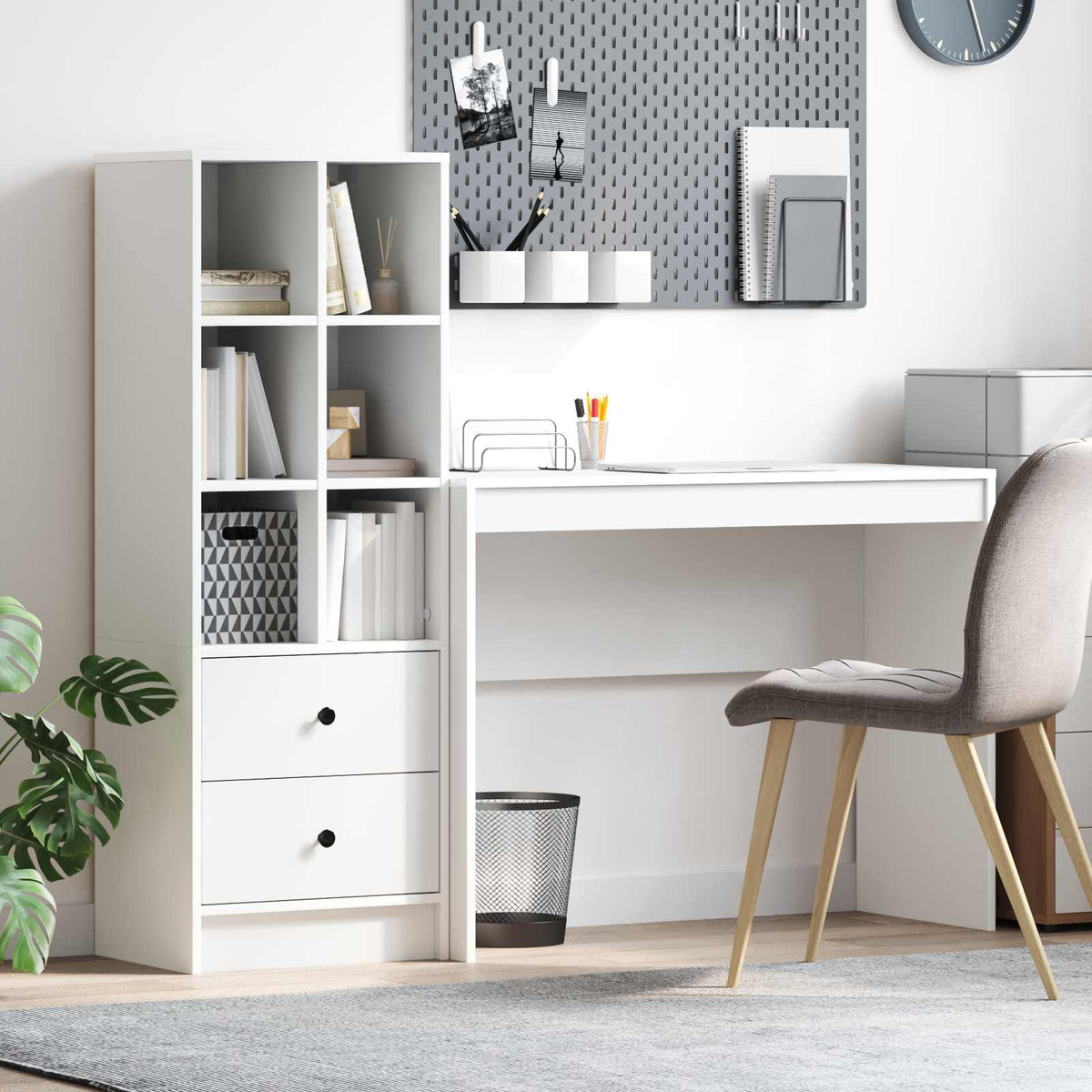 Bureau met lade met plank met opslag 2 pcs Wit is nu te koop bij PeponiXL, paradijselijk wonen!