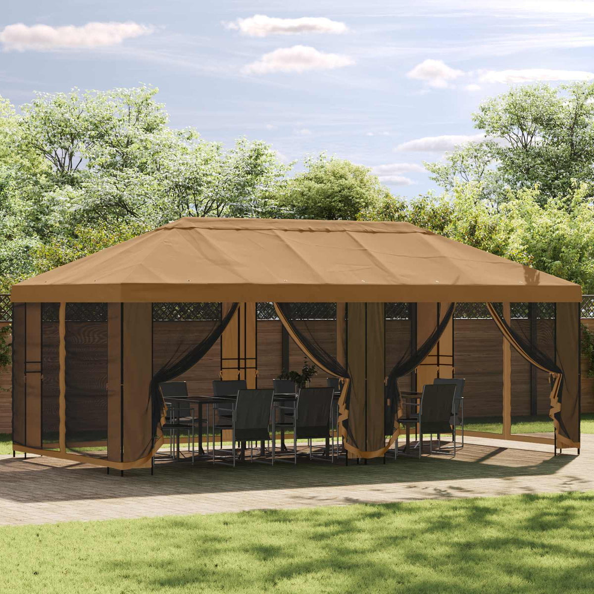 Gazebo Frame 6 x 3 m Zwart Staal is nu te koop bij PeponiXL, paradijselijk wonen!