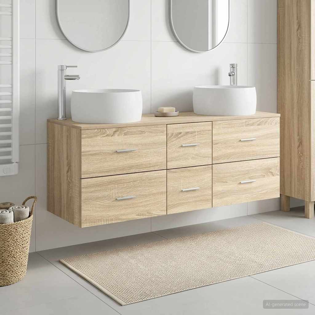 Badkamermeubelset 3 st Sonoma Eiken 49,5 x 44,5 x 66 cm is nu te koop bij PeponiXL, paradijselijk wonen!