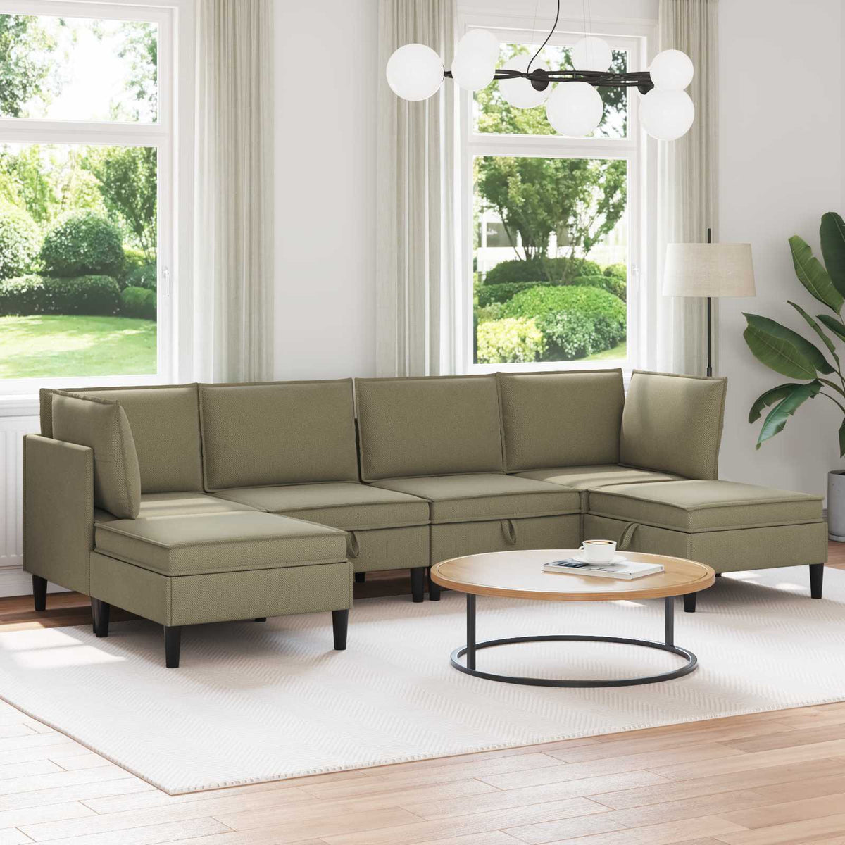 Woonkamer Meubelset 6 pcs Kaki Stof is nu te koop bij PeponiXL, paradijselijk wonen!