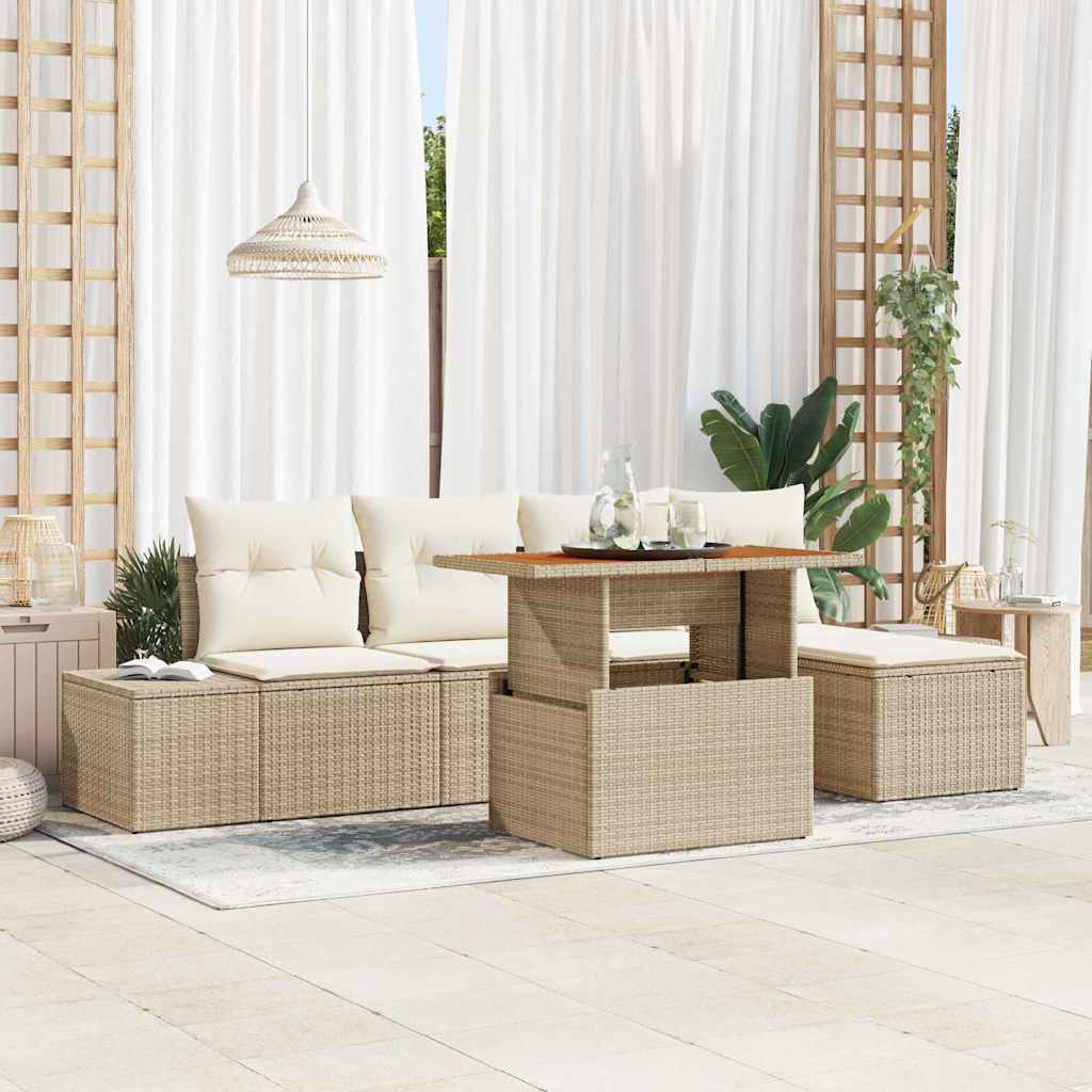 Tuinbankenset 6 pcs Beige en Crème is nu te koop bij PeponiXL, paradijselijk wonen!