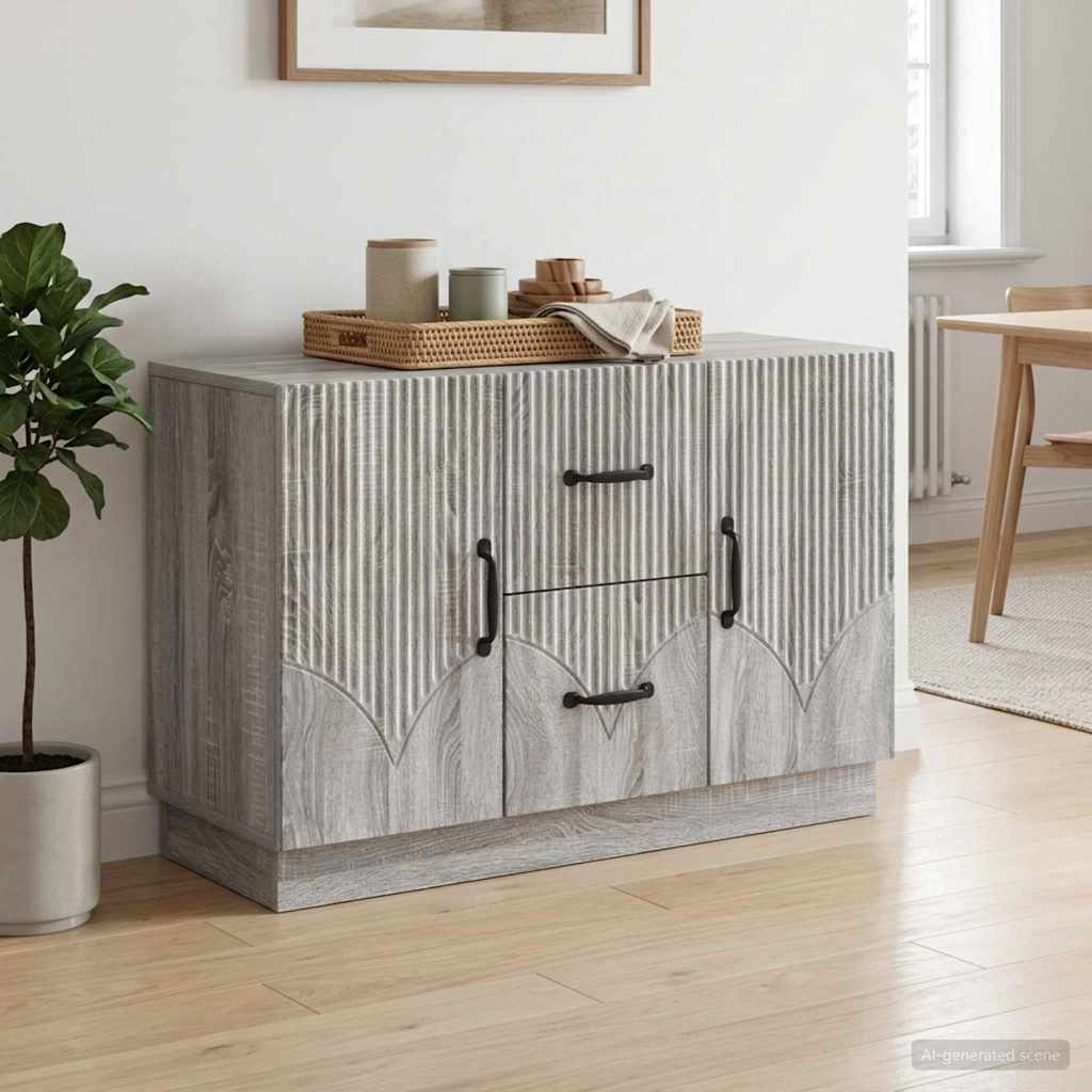 Dressoir met lade Grijs sonoma 89 x 34,5 x 57 cm Bewerkt hout is nu te koop bij PeponiXL, paradijselijk wonen!