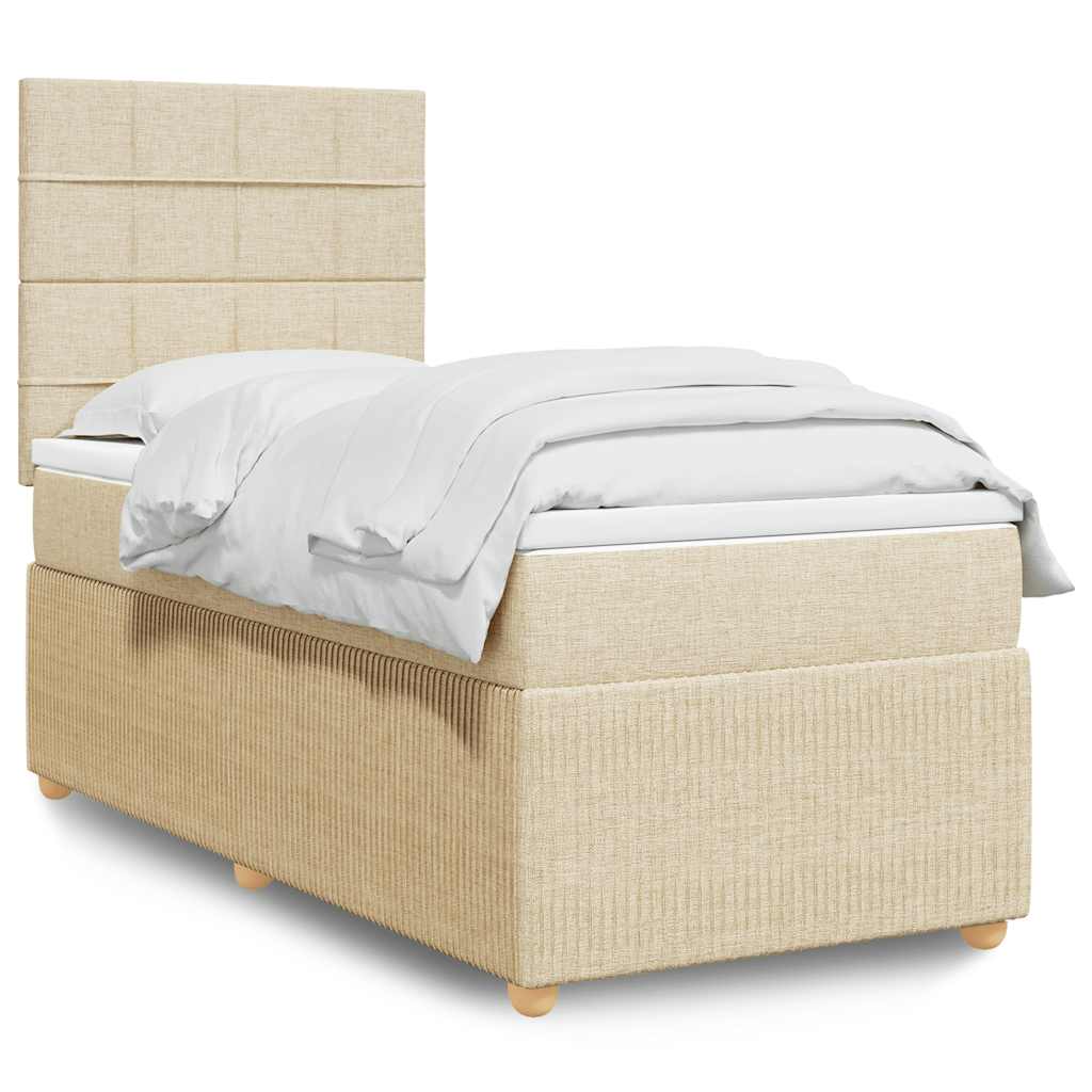 Boxspring met matras stof crèmekleurig 100x200 cm is nu te koop bij PeponiXL, paradijselijk wonen!