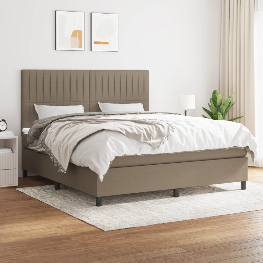 Boxspring met matras stof taupe 160x200 cm is nu te koop bij PeponiXL, paradijselijk wonen!