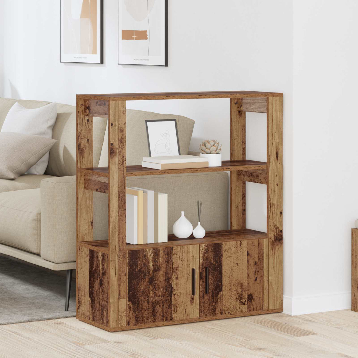 Dressoir Oud hout 30 x 80 x 90 cm Bewerkt hout is nu te koop bij PeponiXL, paradijselijk wonen!