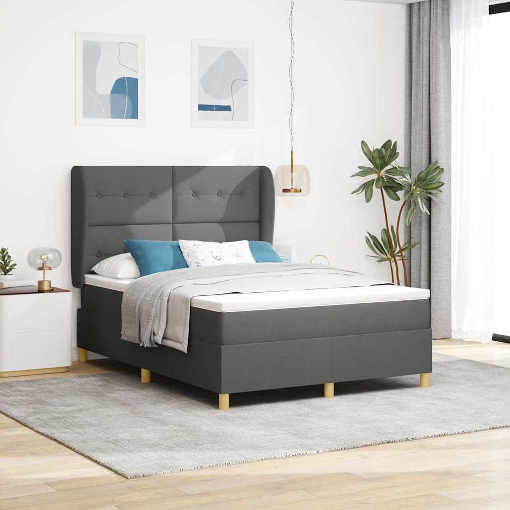 Boxspringbed met matras Donkergrijs 200 x 160 cm Stof is nu te koop bij PeponiXL, paradijselijk wonen!