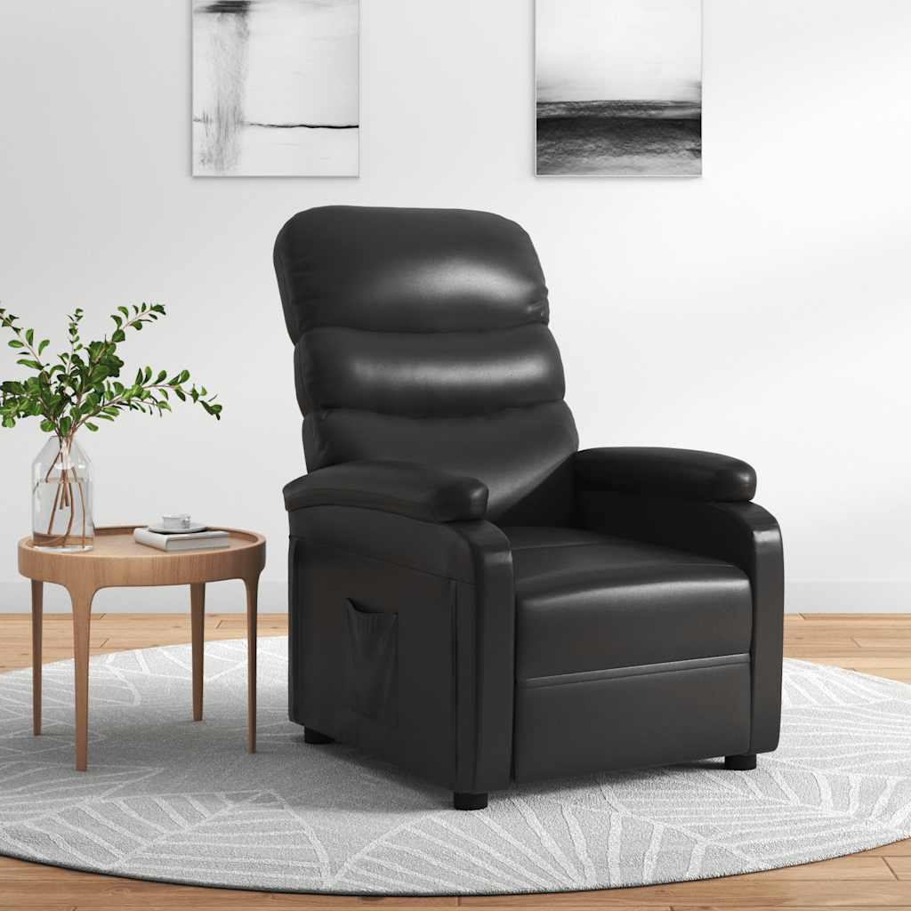 Fauteuil verstelbaar kunstleer zwart is nu te koop bij PeponiXL, paradijselijk wonen!