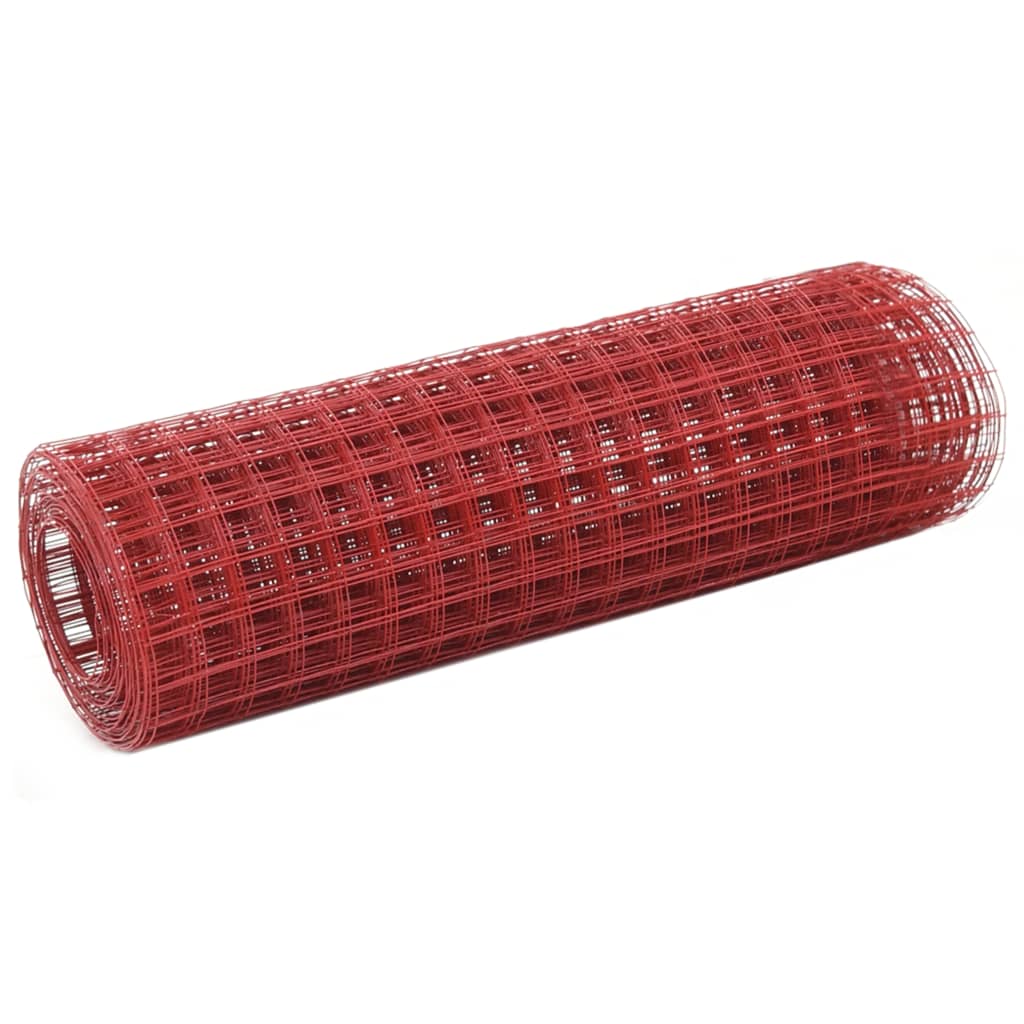 Kippengaas 10x0,5 m staal met PVC coating rood is nu te koop bij PeponiXL, paradijselijk wonen!