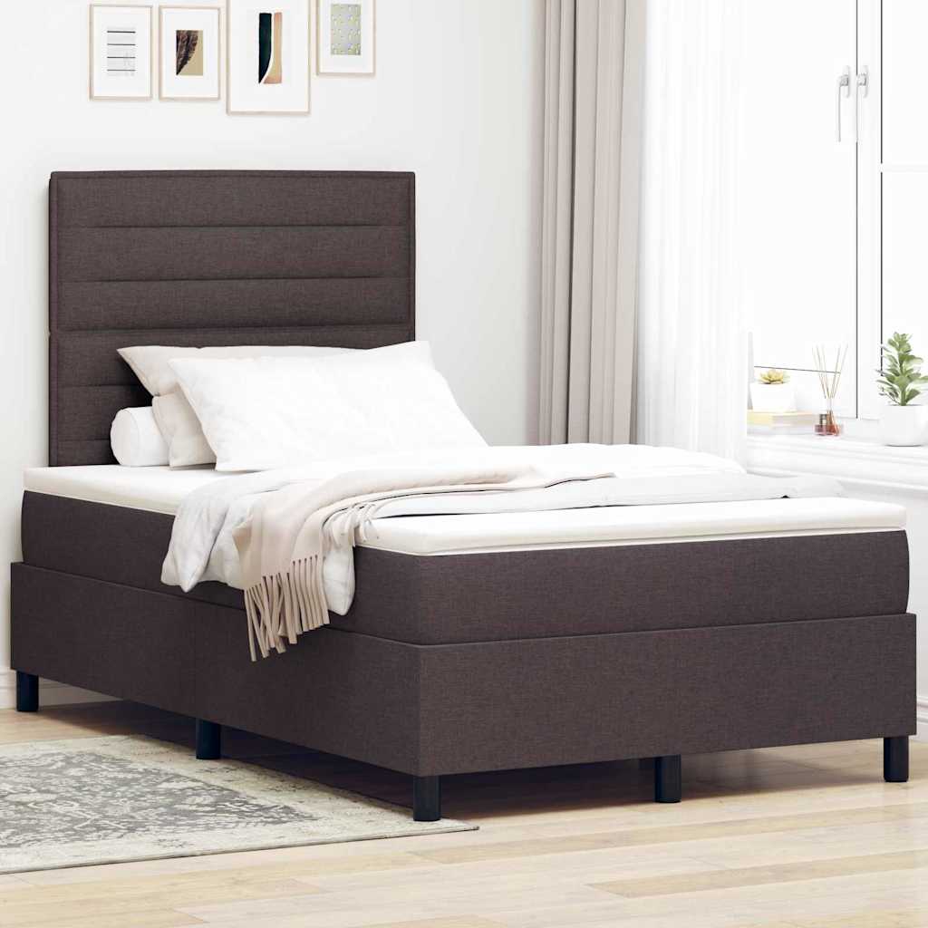 Boxspringbed met matras Donkerbruin 120 x 190 cm Stof is nu te koop bij PeponiXL, paradijselijk wonen!