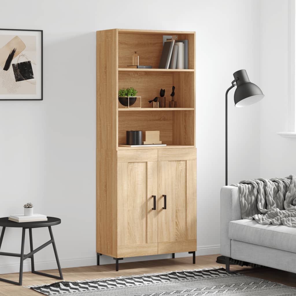 Hoge kast 69,5x34x180 cm bewerkt hout sonoma eikenkleurig is nu te koop bij PeponiXL, paradijselijk wonen!