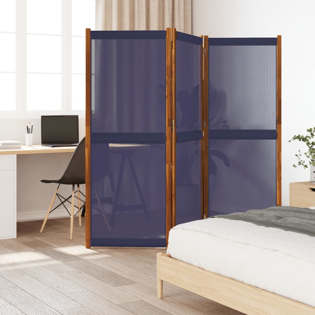 Kamerscherm met 3 panelen 210x180 cm donkerblauw is nu te koop bij PeponiXL, paradijselijk wonen!
