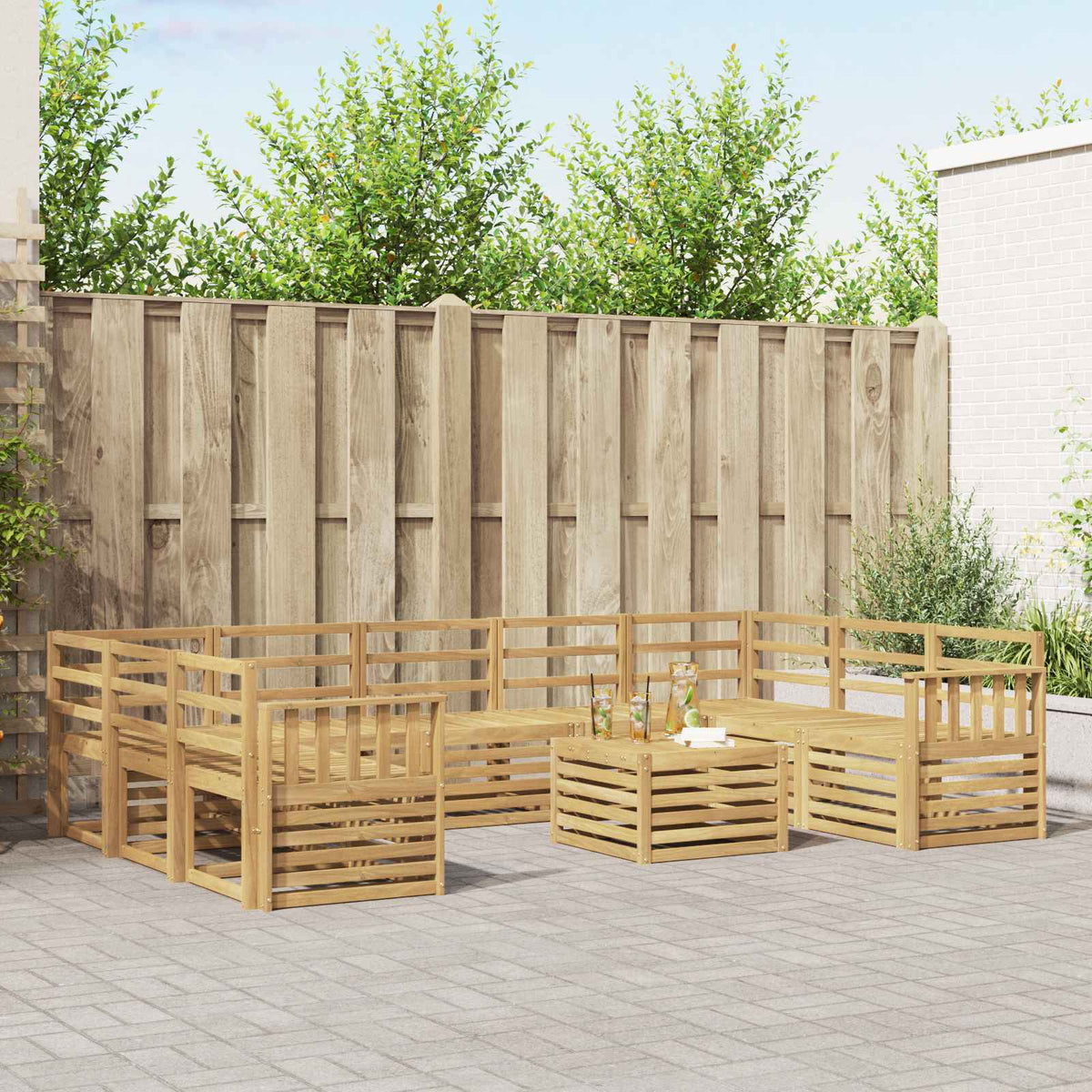 Buiten bankenset 10 pcs Wit 59 x 59 x 37 cm Massief Acaciahout is nu te koop bij PeponiXL, paradijselijk wonen!