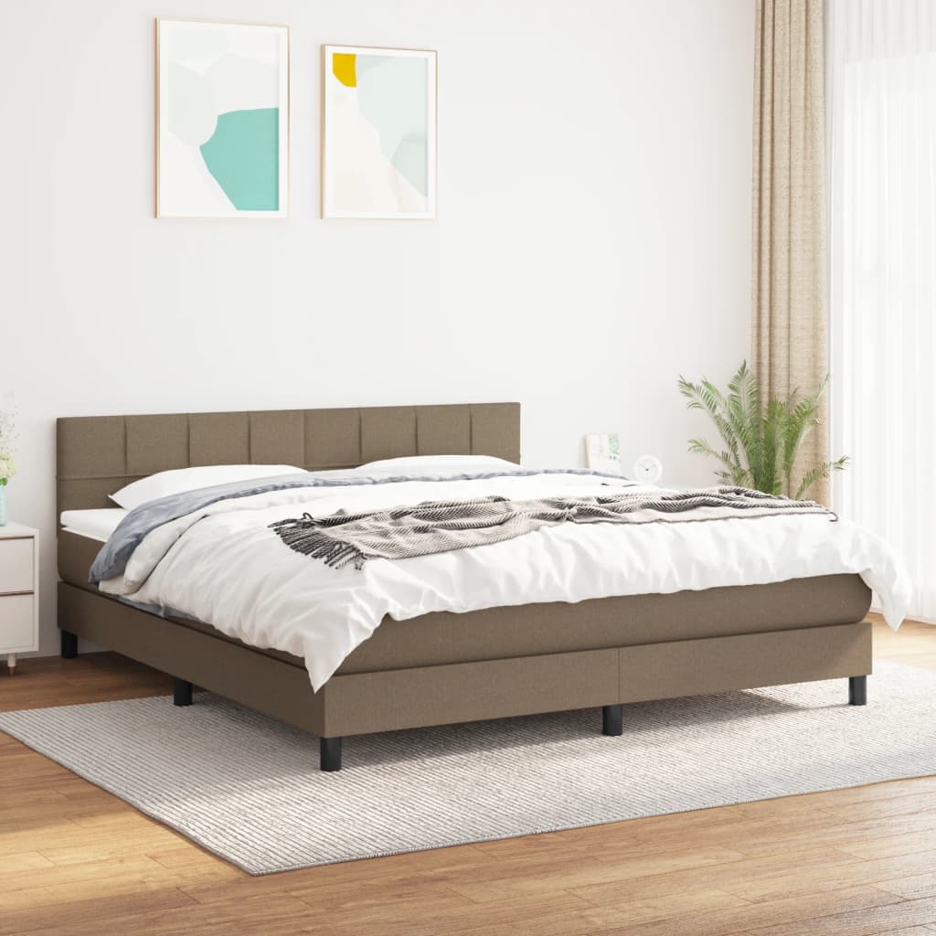 Boxspring met matras stof taupe 160x200 cm is nu te koop bij PeponiXL, paradijselijk wonen!