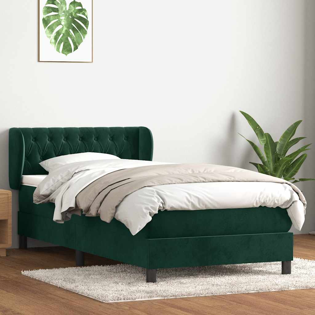 Boxspring met matras fluweel donkergroen 80x220 cm is nu te koop bij PeponiXL, paradijselijk wonen!