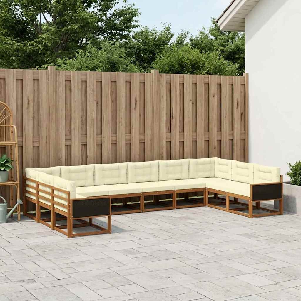 Buiten bankenset met kussen 10 pcs Natuurlijk en Crème is nu te koop bij PeponiXL, paradijselijk wonen!