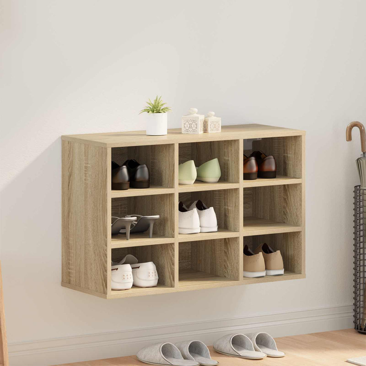 Schoenenkast Sonoma Eiken 77,5 x 30 x 51 cm Bewerkt hout is nu te koop bij PeponiXL, paradijselijk wonen!