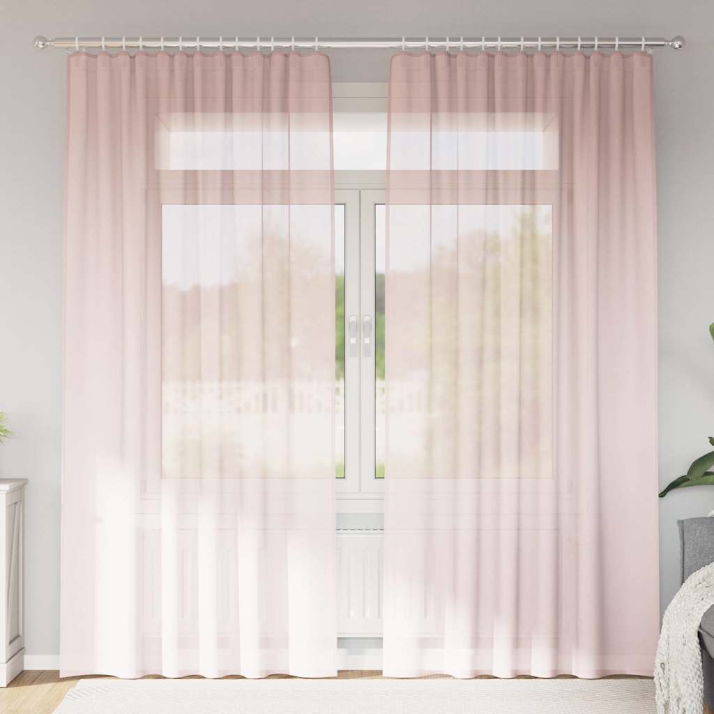 Gordijnen voile met roedezakken 2 st lichtroze is nu te koop bij PeponiXL, paradijselijk wonen!
