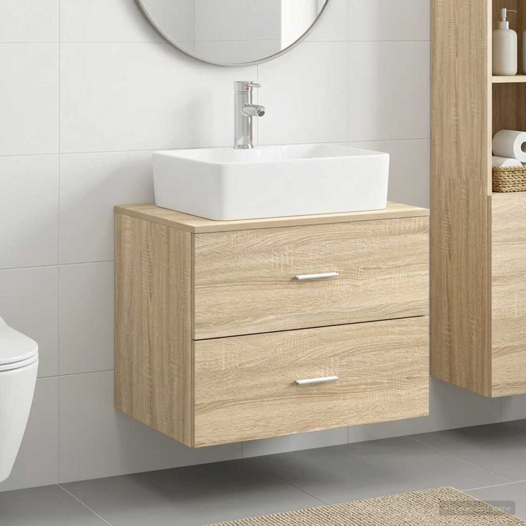 Badkamermeubelset Sonoma Eiken Bewerkt hout is nu te koop bij PeponiXL, paradijselijk wonen!