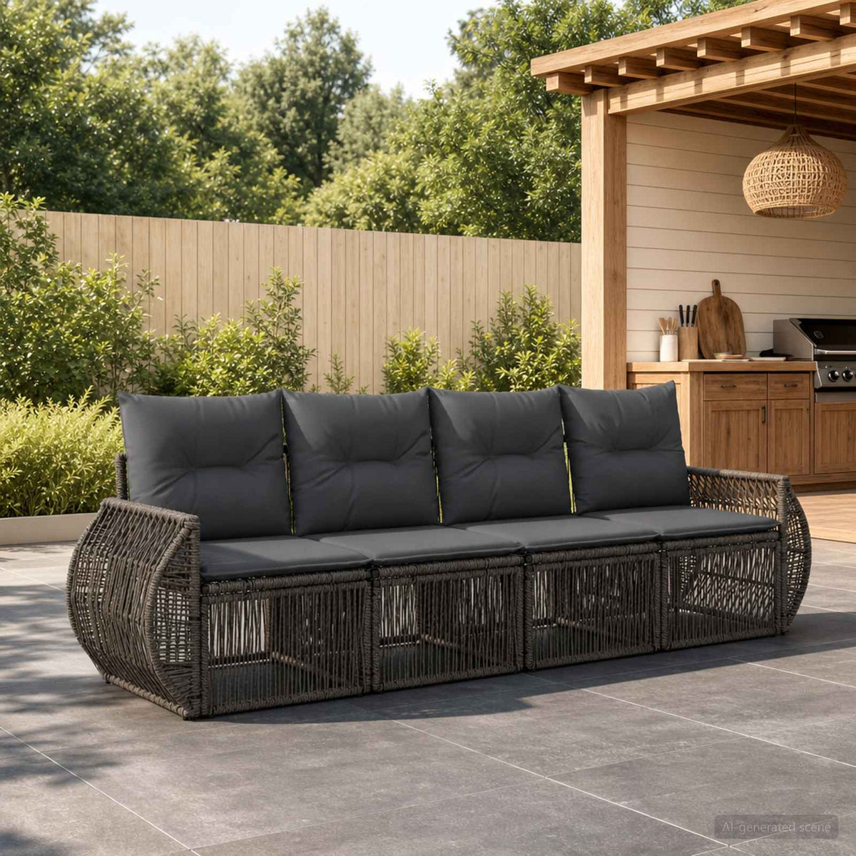 Tuinbankenset 4 pcs Grijs en Donkergrijs poly rattan is nu te koop bij PeponiXL, paradijselijk wonen!