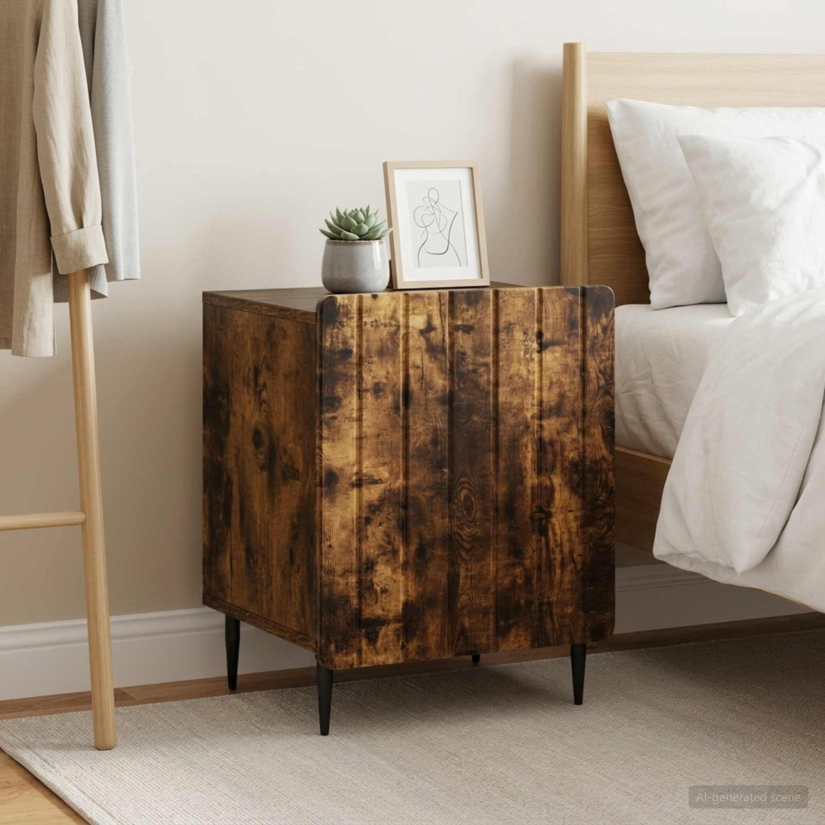 Nachtkastje 2 pcs Gerookt eiken 43 x 34,5 x 52 cm Bewerkt hout is nu te koop bij PeponiXL, paradijselijk wonen!