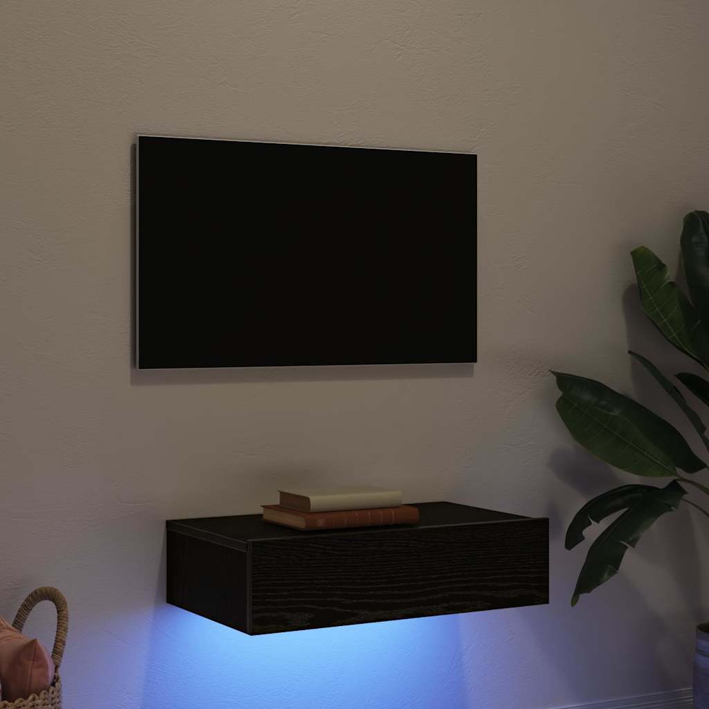 Tv-meubel met LED-verlichting 60x35x15,5 cm zwart eikenkleurig is nu te koop bij PeponiXL, paradijselijk wonen!