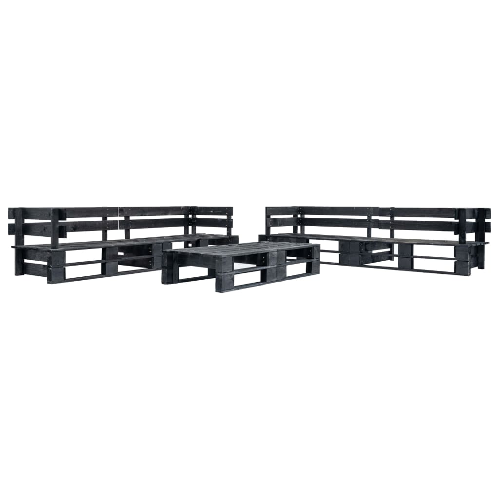 6-delige Loungeset pallet hout zwart is nu te koop bij PeponiXL, paradijselijk wonen!