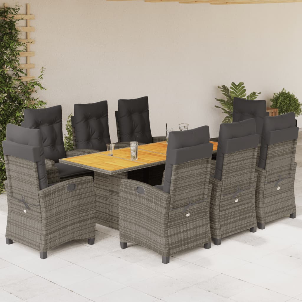 9-delige Tuinset met kussens poly rattan grijs is nu te koop bij PeponiXL, paradijselijk wonen!