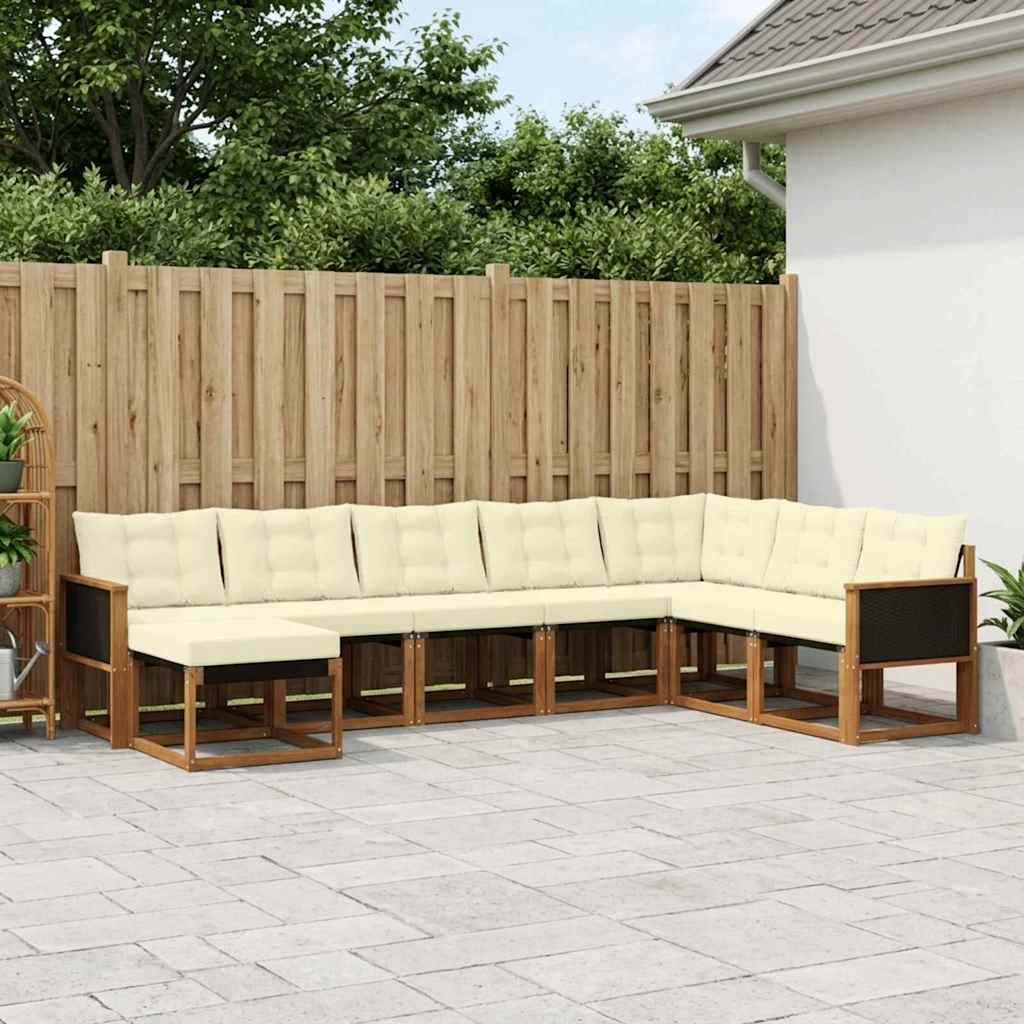 Buiten bankenset met kussen 8 pcs Natuurlijk en Crème is nu te koop bij PeponiXL, paradijselijk wonen!