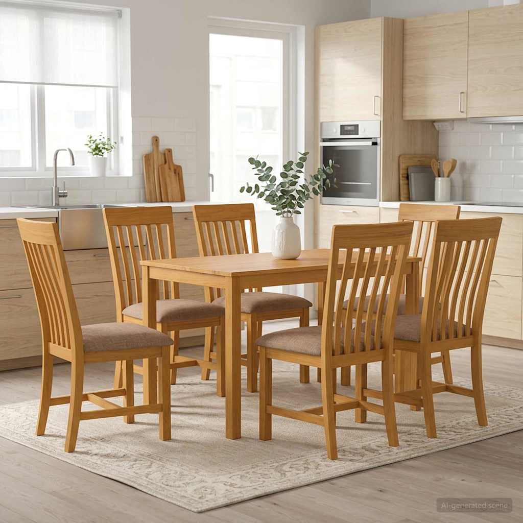 Eetkamerset 7 st Grijs Massief Eikenhout is nu te koop bij PeponiXL, paradijselijk wonen!