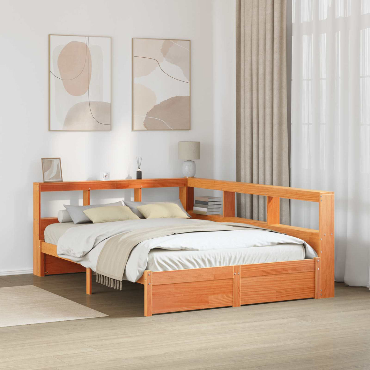 Boekenkast Bed 2 pcs Wasbruin 200 x 160 cm Massief Vurenhout is nu te koop bij PeponiXL, paradijselijk wonen!