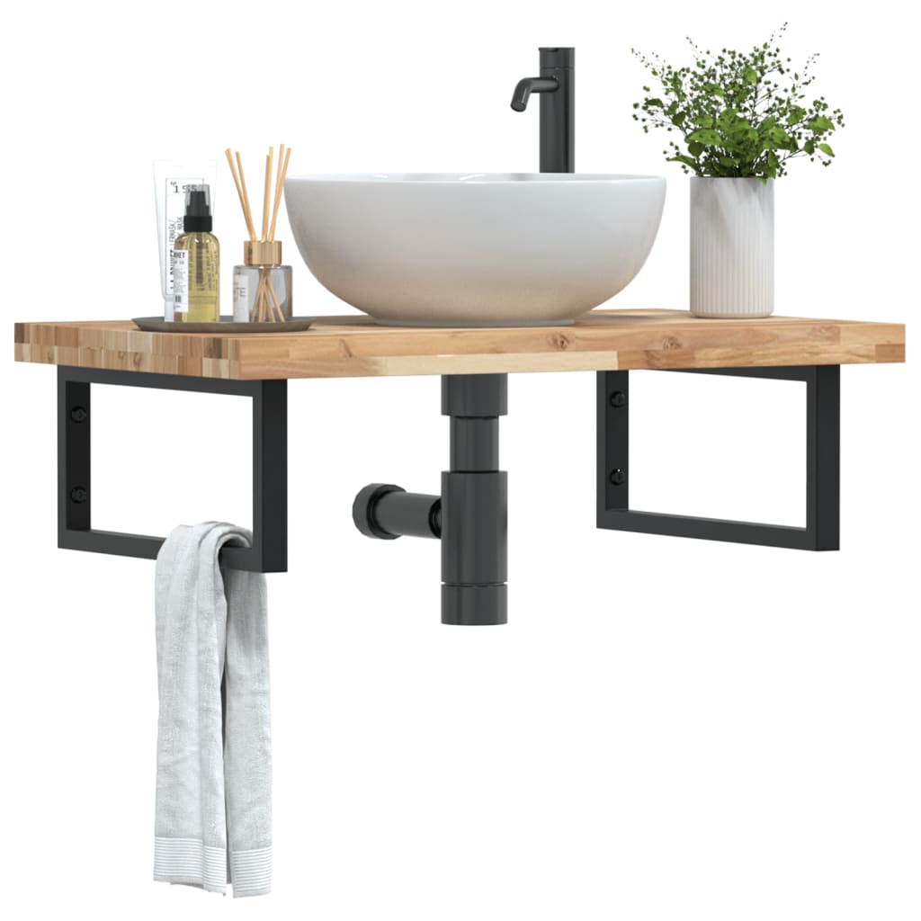 Badkamer wandschap staal en massief acaciahout is nu te koop bij PeponiXL, paradijselijk wonen!