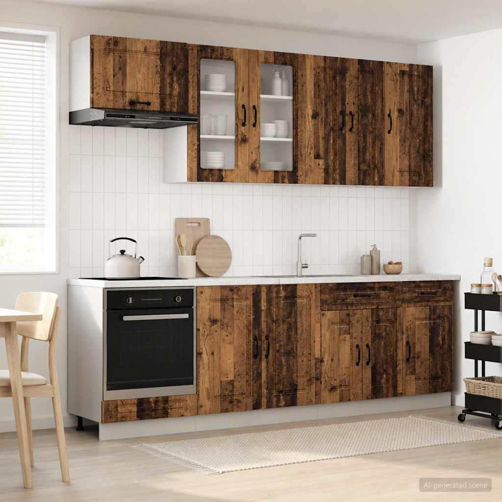 Keukenblok KALMAR 8 pcs Oud hout Bewerkt hout is nu te koop bij PeponiXL, paradijselijk wonen!