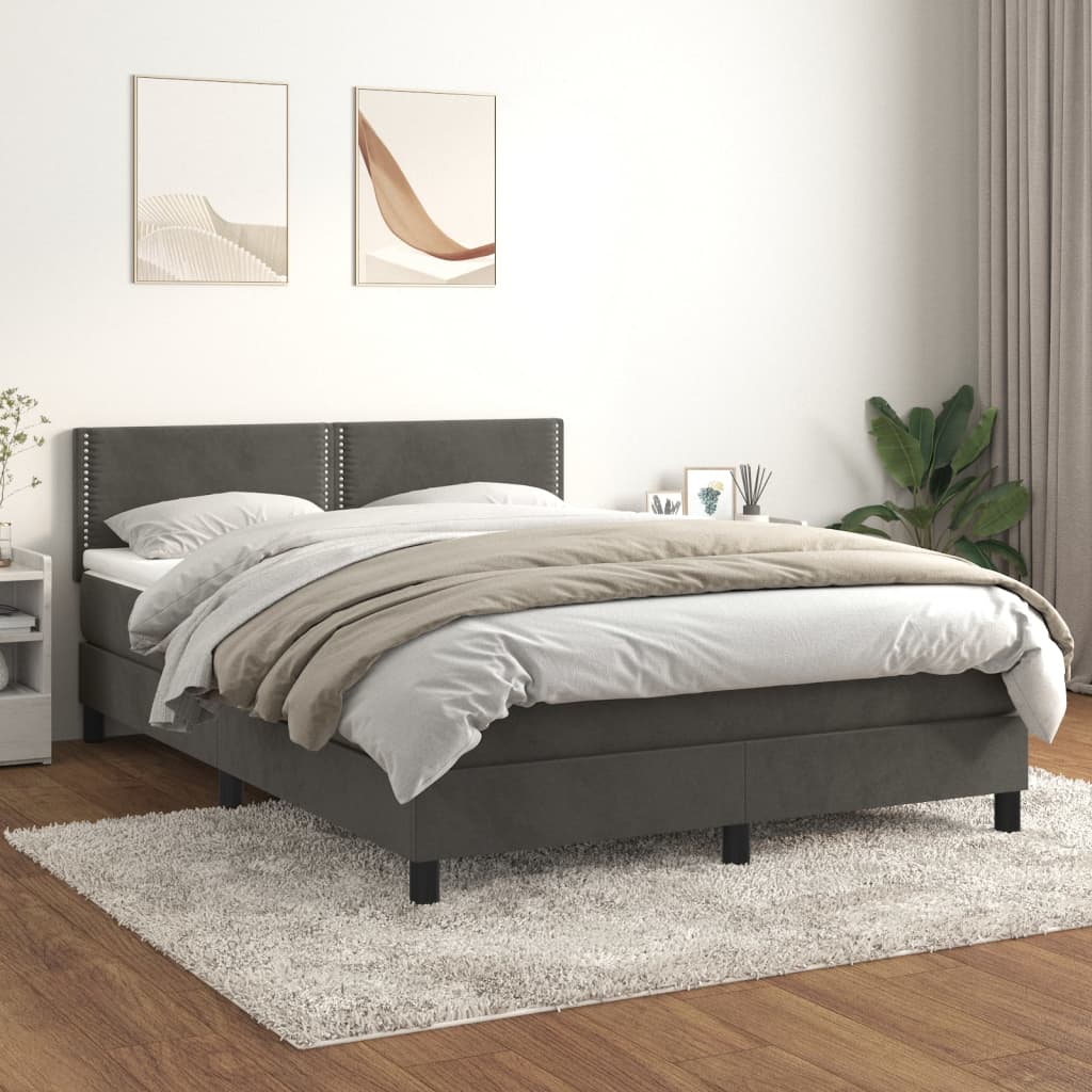 Boxspring met matras fluweel donkergrijs 140x200 cm is nu te koop bij PeponiXL, paradijselijk wonen!