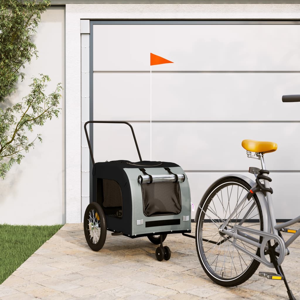 Hondenfietstrailer oxford stof en ijzer zwart en grijs is nu te koop bij PeponiXL, paradijselijk wonen!