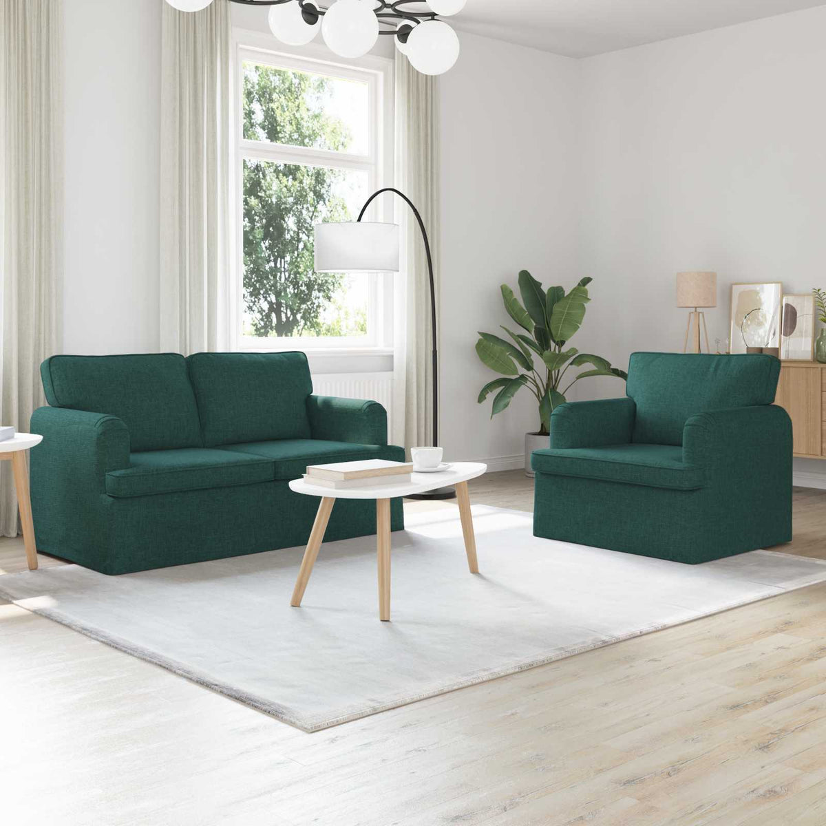 Bankstel 2 pcs Donkergroen 144 x 80 x 85 cm Stof is nu te koop bij PeponiXL, paradijselijk wonen!