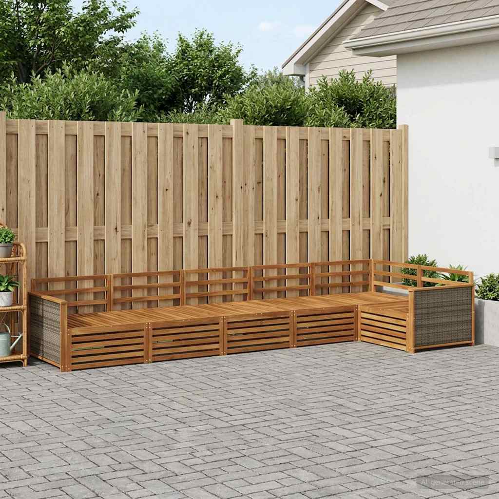 Buiten bankenset 6 pcs Naturel Massief Acaciahout is nu te koop bij PeponiXL, paradijselijk wonen!