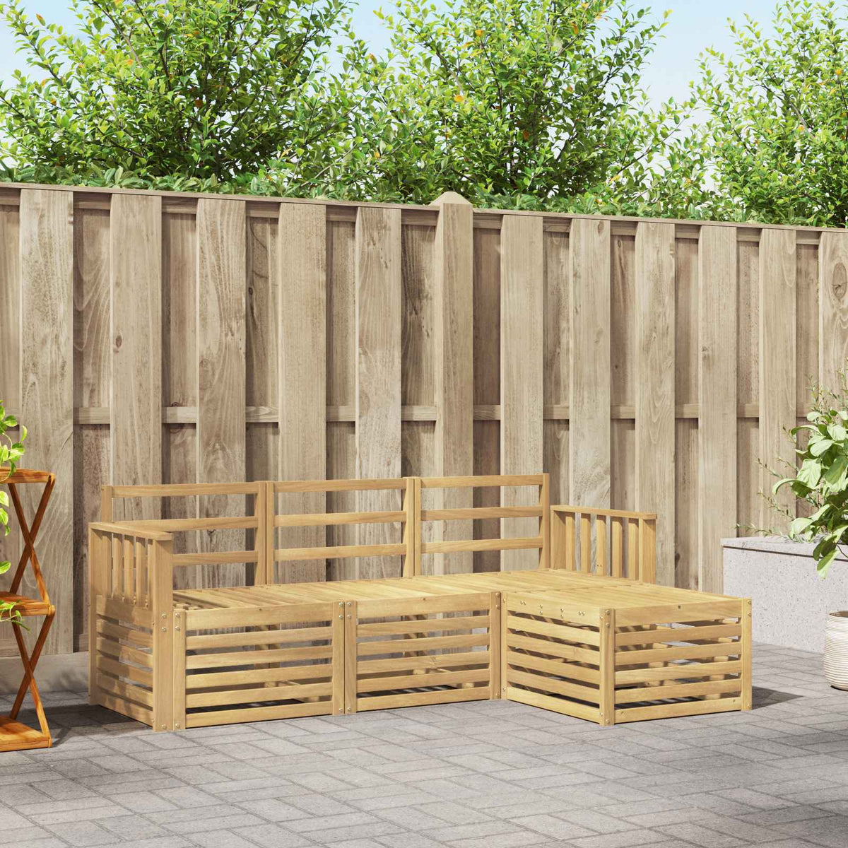 Buiten bankenset 4 pcs Wit 189,5 x 122,5 x 73 cm is nu te koop bij PeponiXL, paradijselijk wonen!