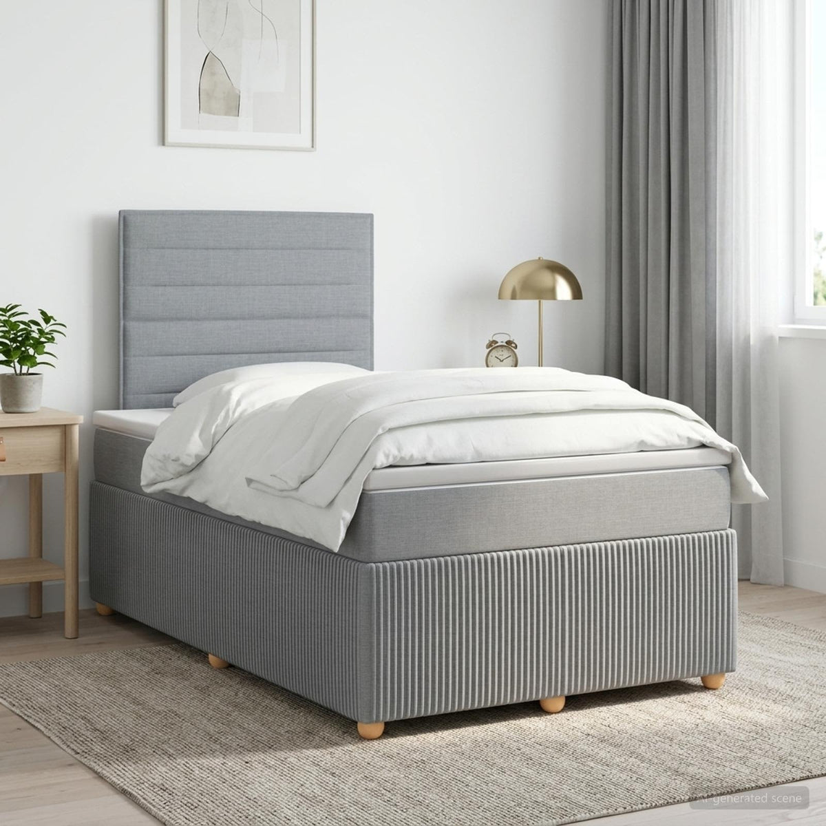 Boxspringbed met matras Lichtgrijs 120 x 190 cm Stof is nu te koop bij PeponiXL, paradijselijk wonen!
