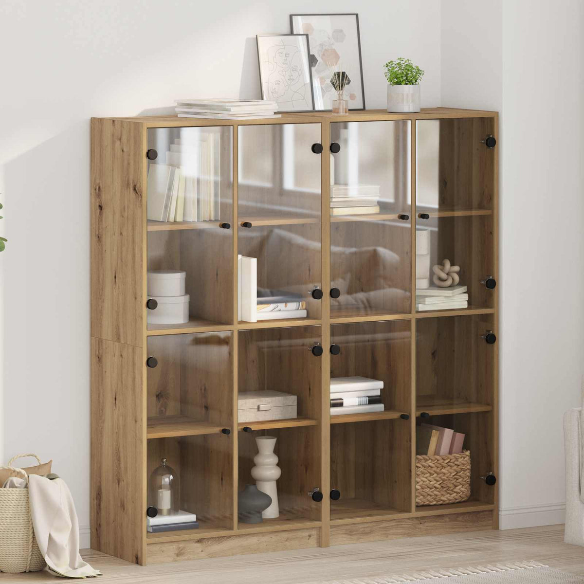 Highboard 2 pcs Artisan Eiken 68 x 37 x 142 cm Bewerkt hout is nu te koop bij PeponiXL, paradijselijk wonen!