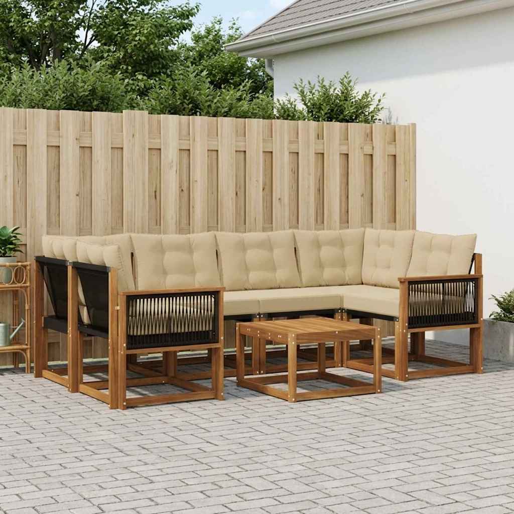 Buiten bankenset met kussen 7 pcs Natuurlijk en Beige is nu te koop bij PeponiXL, paradijselijk wonen!