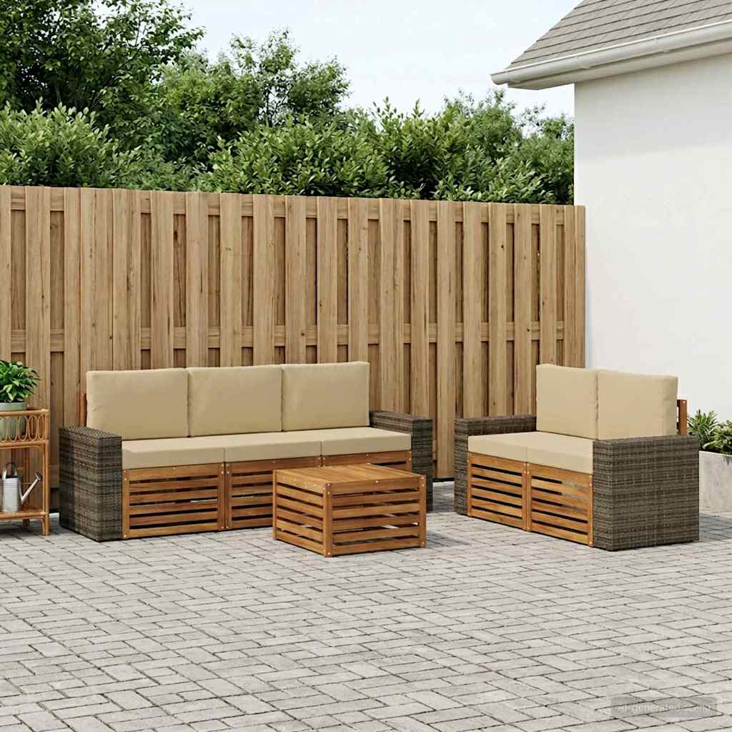 Sofa-Sets met kussen 6 pcs Massief Acaciahout is nu te koop bij PeponiXL, paradijselijk wonen!