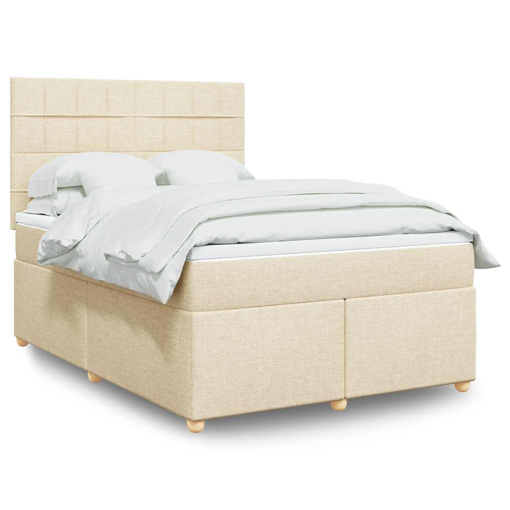 Boxspring met matras stof crèmekleurig 140x190 cm is nu te koop bij PeponiXL, paradijselijk wonen!