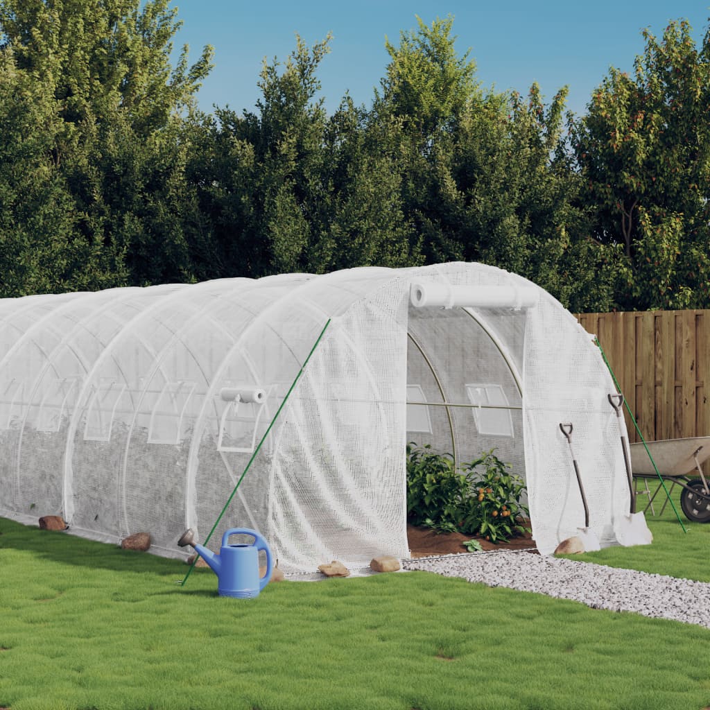 Tuinkas met stalen frame 42 m² 14x3x2 m wit is nu te koop bij PeponiXL, paradijselijk wonen!